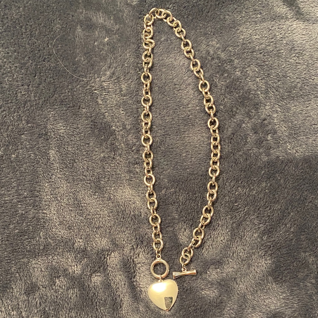Silver Chain Necklace With Heart Pendant